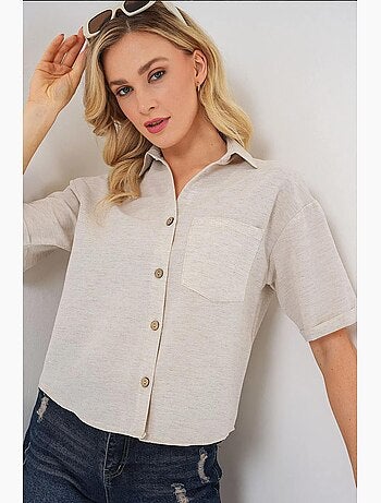 Camisa corta con efecto lino bdart