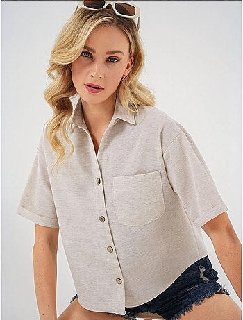 Camisa corta con efecto lino bdart