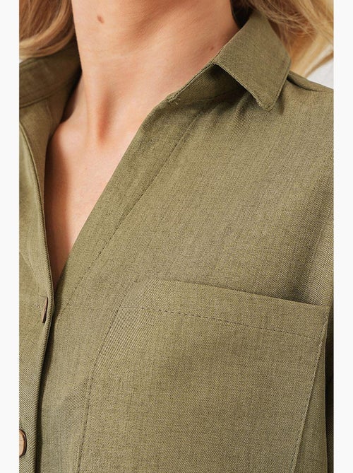 Camisa corta con efecto lino bdart - Kiabi Camisa corta con efecto lino bdart - Kiabi