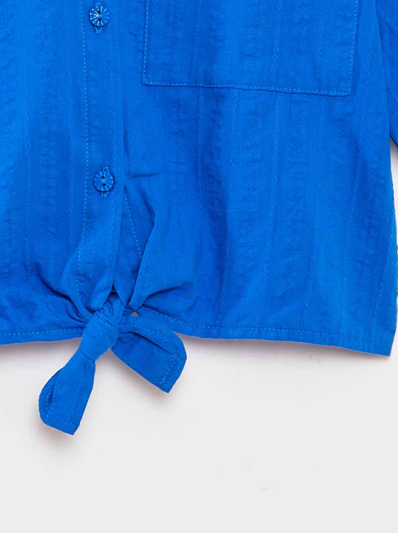 Camisa corta con lazo Azul - Kiabi