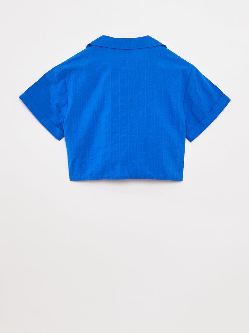 Camisa corta con lazo Azul - Kiabi