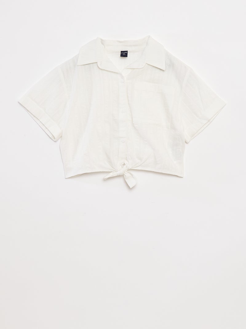Camisa corta con lazo Blanco - Kiabi