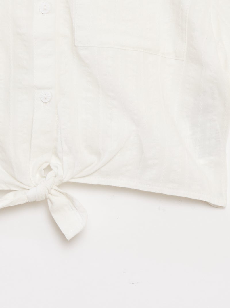 Camisa corta con lazo Blanco - Kiabi