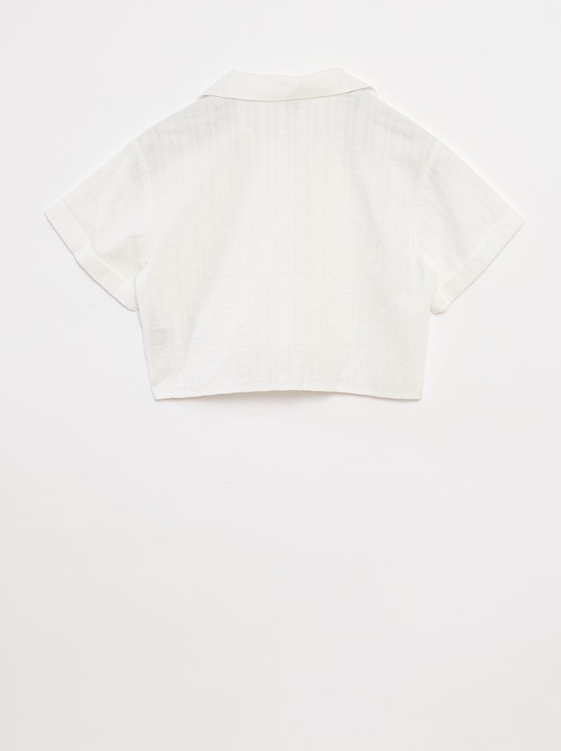 Camisa corta con lazo Blanco - Kiabi