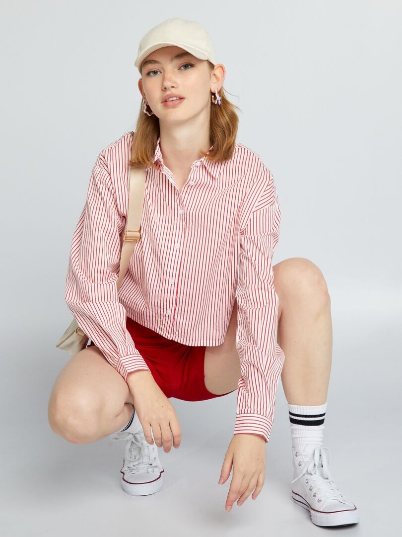 Camisa corta de algodón Rojo - Kiabi