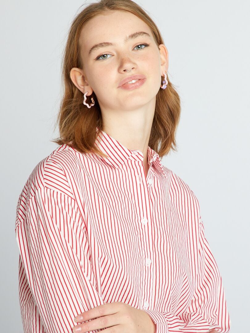 Camisa corta de algodón Rojo - Kiabi