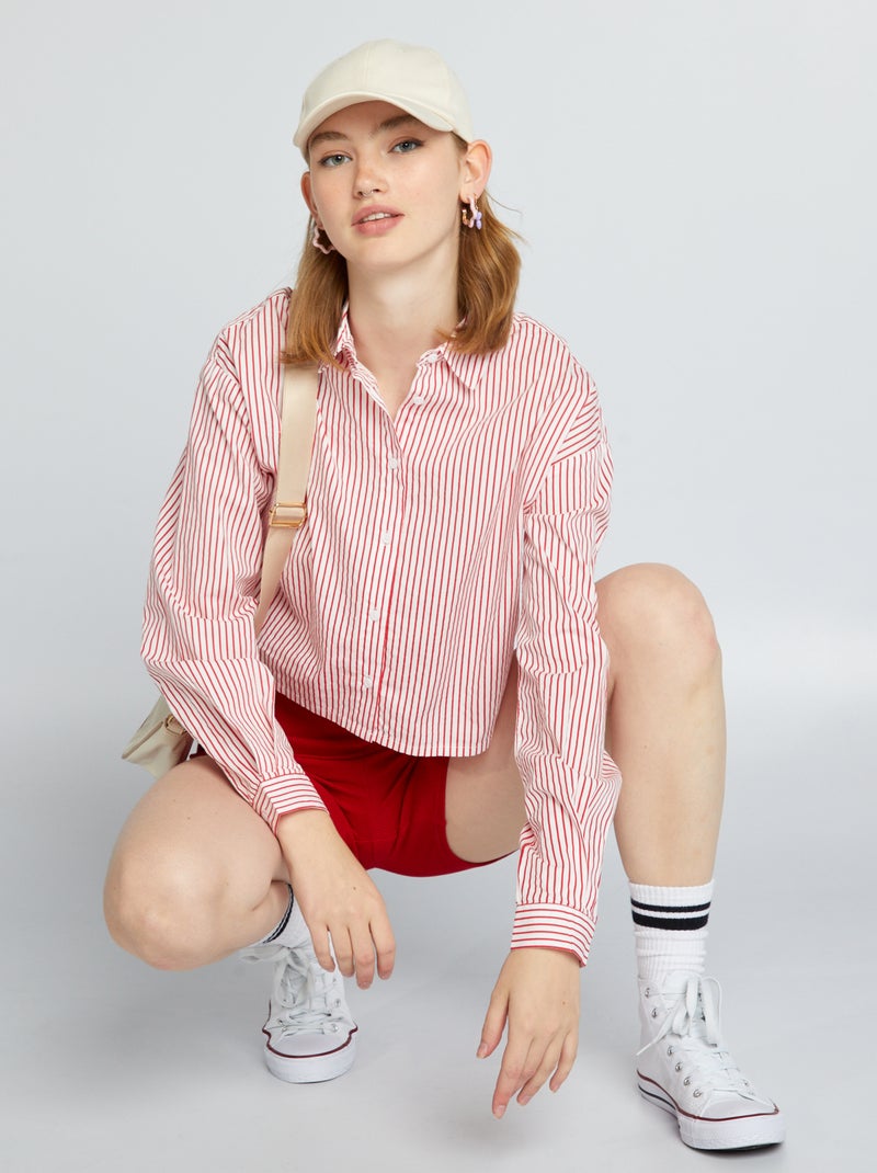 Camisa corta de algodón Rojo - Kiabi