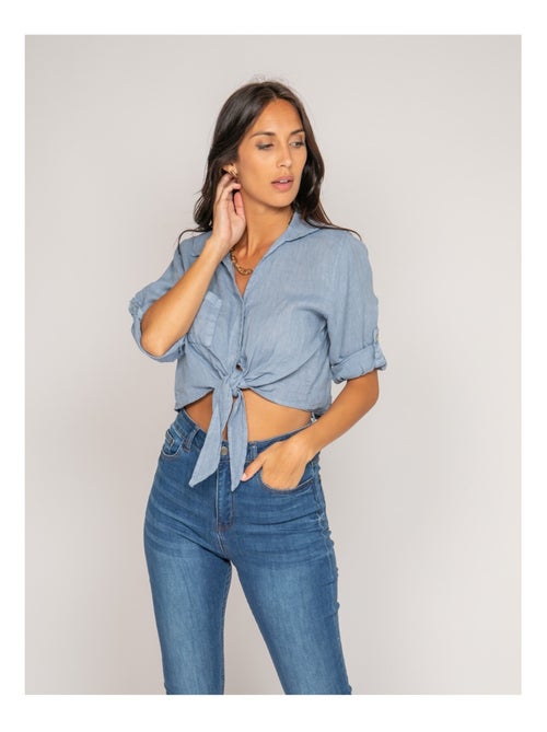 Camisa corta de lino ORTHENSE - Kiabi