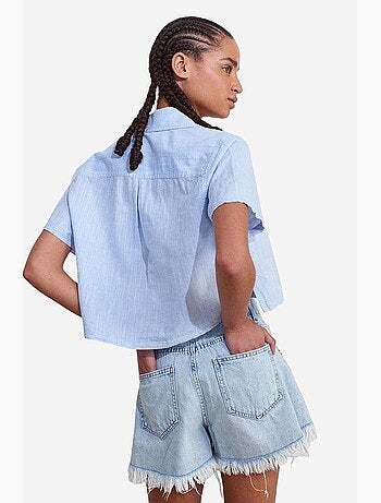 Camisa corta de mujer de mezcla de lino dilvin
