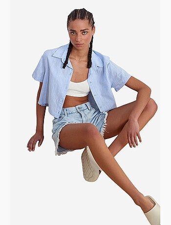Camisa corta de mujer de mezcla de lino dilvin