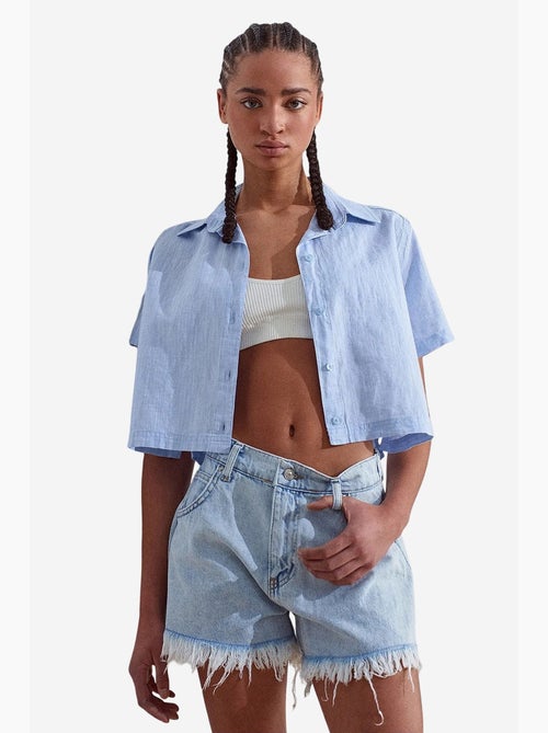 Camisa corta de mujer de mezcla de lino dilvin - Kiabi Camisa corta de mujer de mezcla de lino dilvin - Kiabi