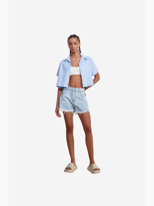 Camisa corta de mujer de mezcla de lino dilvin - Kiabi Camisa corta de mujer de mezcla de lino dilvin - Kiabi