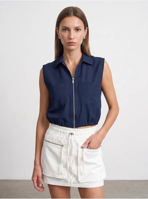 Camisa corta de mujer sin mangas con cremallera dilvin - Kiabi Camisa corta de mujer sin mangas con cremallera dilvin - Kiabi