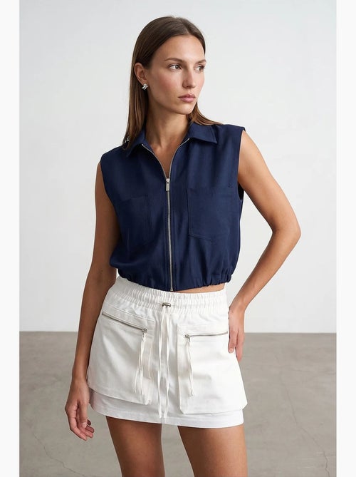 Camisa corta de mujer sin mangas con cremallera dilvin - Kiabi Camisa corta de mujer sin mangas con cremallera dilvin - Kiabi