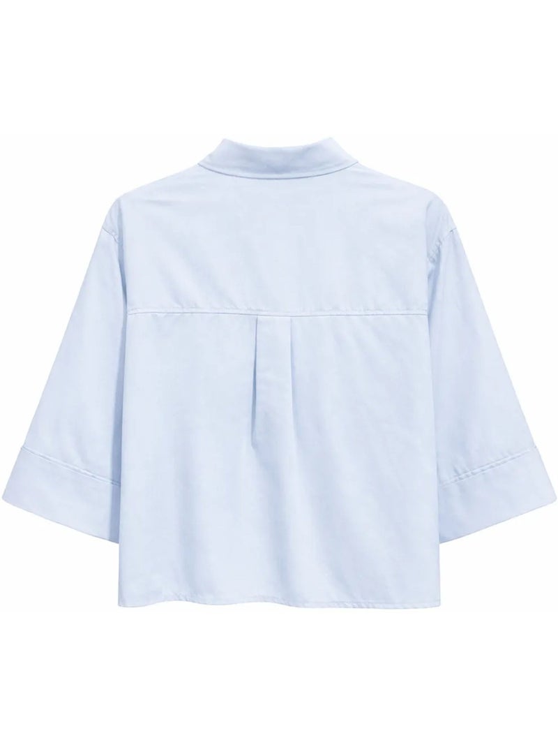 Camisa corta holgada con cierre de botones y bolsillo mixray Azul cielo - Kiabi