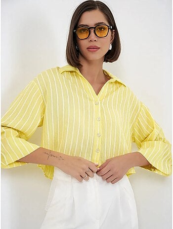 Camisa corta oversize a rayas bdart