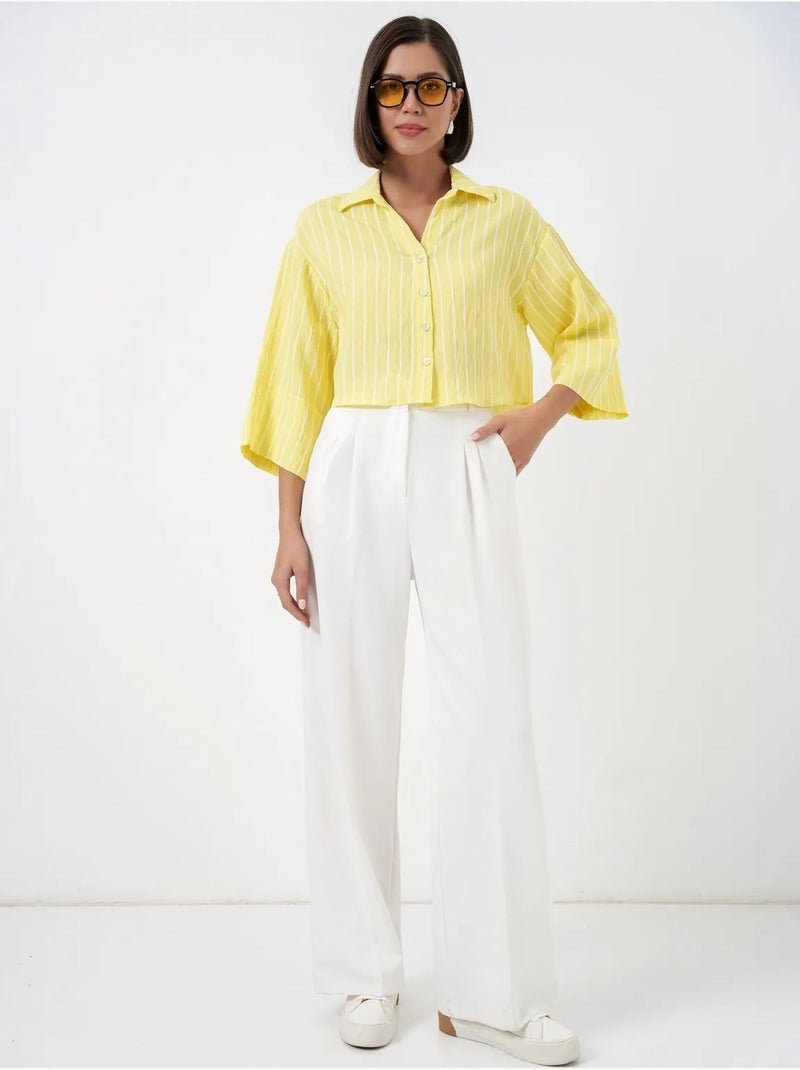 Camisa corta oversize a rayas bdart Amarillo limón - Kiabi