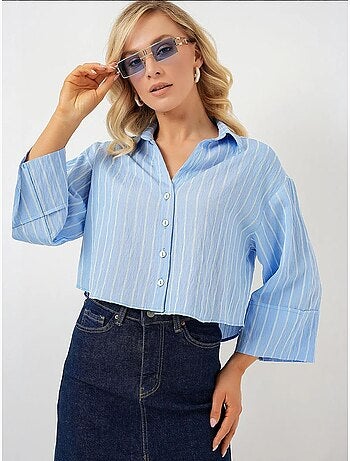 Camisa corta oversize a rayas bdart