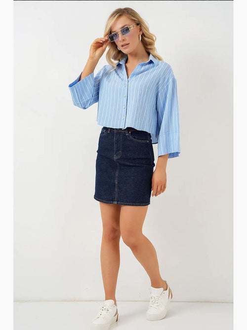 Camisa corta oversize a rayas bdart - Kiabi Camisa corta oversize a rayas bdart - Kiabi