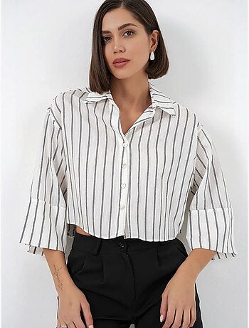 Camisa corta oversize a rayas bdart