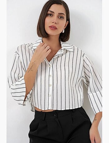 Camisa corta oversize a rayas bdart