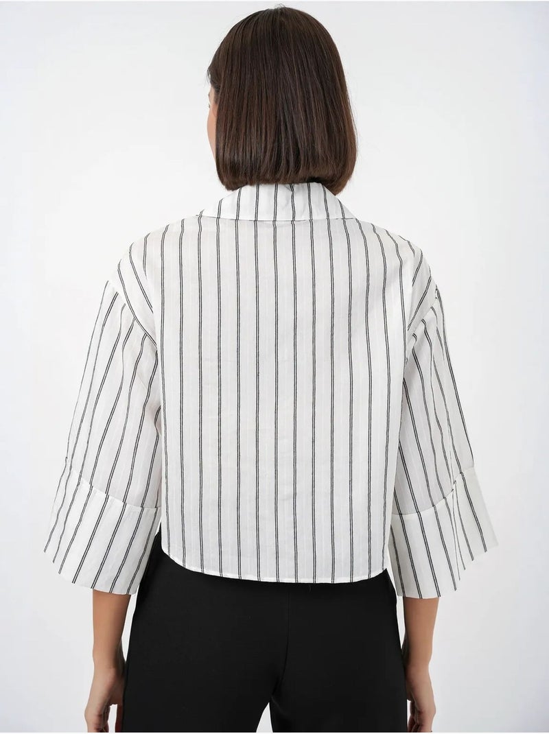 Camisa corta oversize a rayas bdart Blanco roto - Kiabi