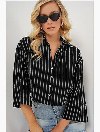 Camisa corta oversize a rayas bdart
