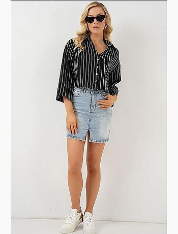 Camisa corta oversize a rayas bdart