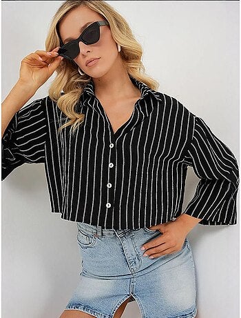 Camisa corta oversize a rayas bdart