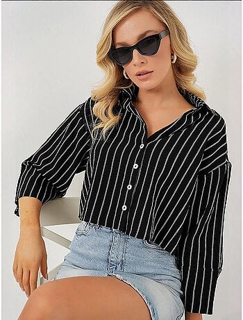 Camisa corta oversize a rayas bdart