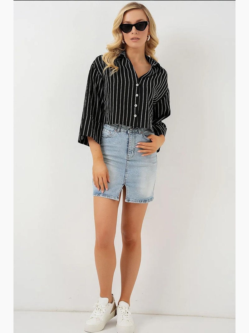 Camisa corta oversize a rayas bdart Negro - Kiabi