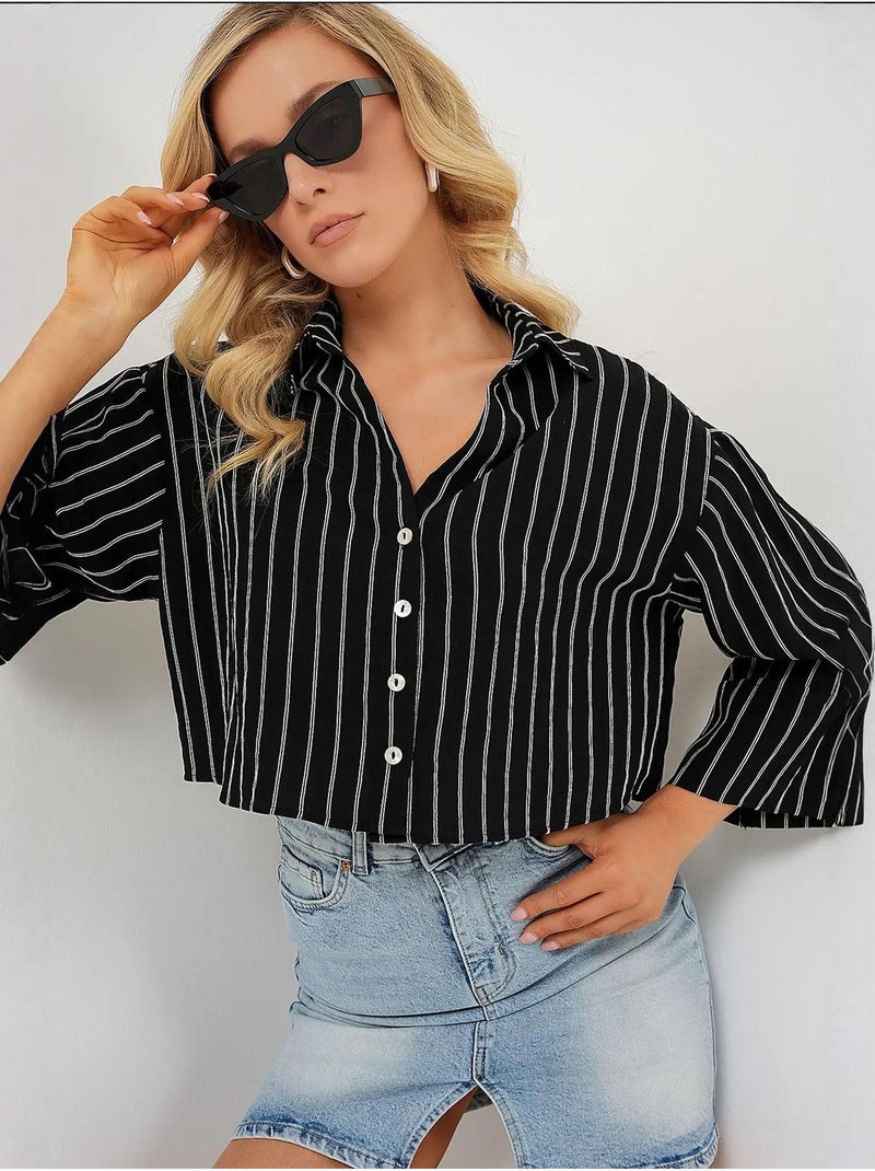 Camisa corta oversize a rayas bdart Negro - Kiabi