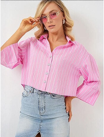 Camisa corta oversize a rayas bdart