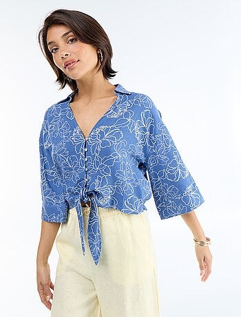 Camisa corta oversize anudada