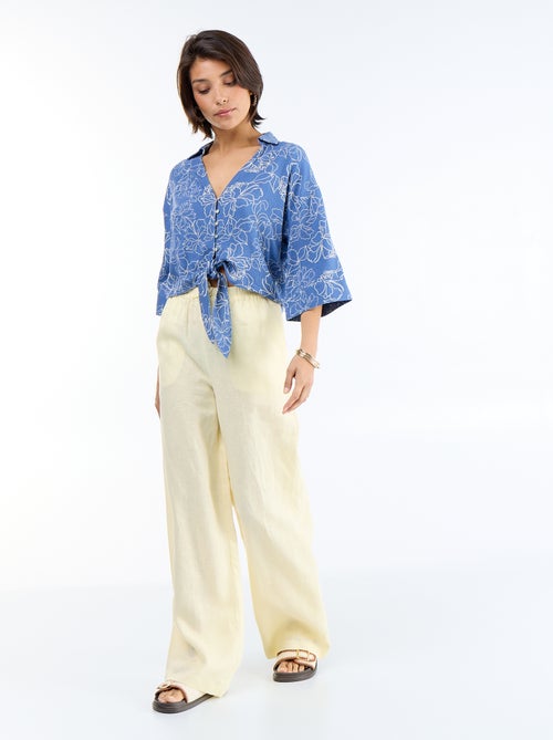 Camisa corta oversize anudada - Kiabi