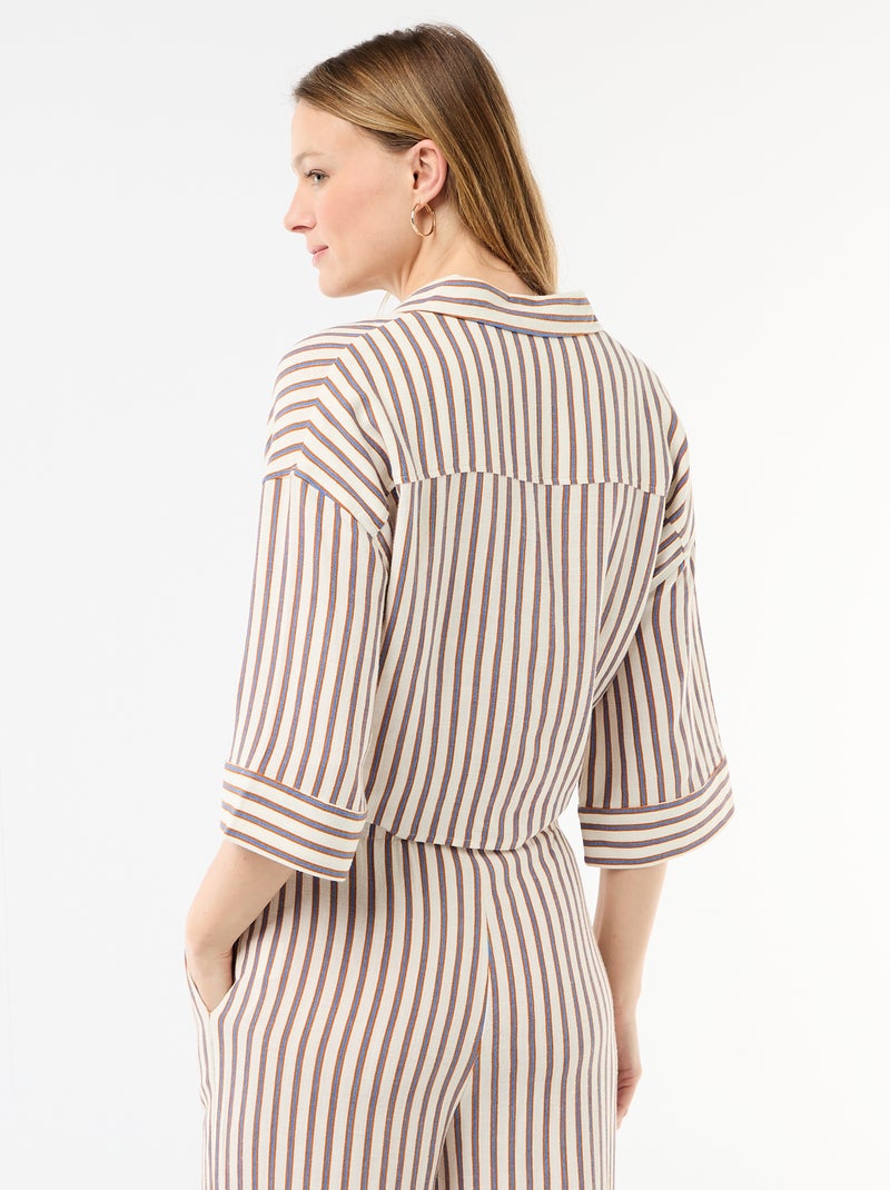 Camisa corta oversize anudada Beige - Kiabi