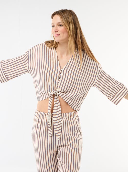 Camisa corta oversize anudada - Kiabi