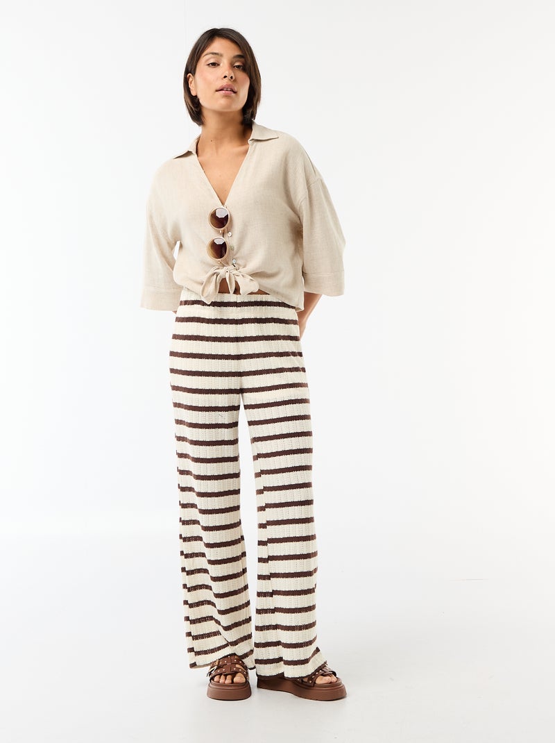Camisa corta oversize anudada Beige - Kiabi