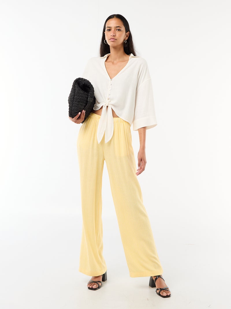 Camisa corta oversize anudada Blanco - Kiabi