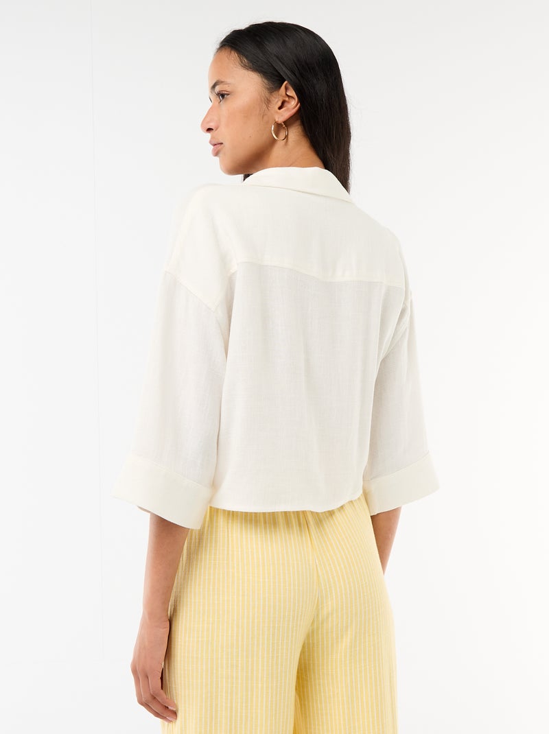 Camisa corta oversize anudada Blanco - Kiabi