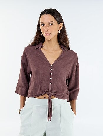 Camisa corta oversize anudada