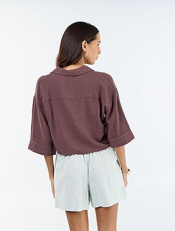 Camisa corta oversize anudada
