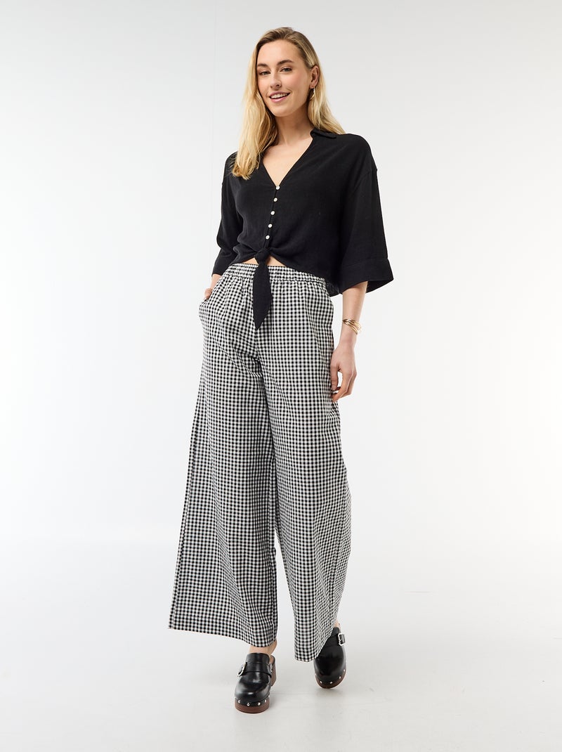 Camisa corta oversize anudada Negro - Kiabi