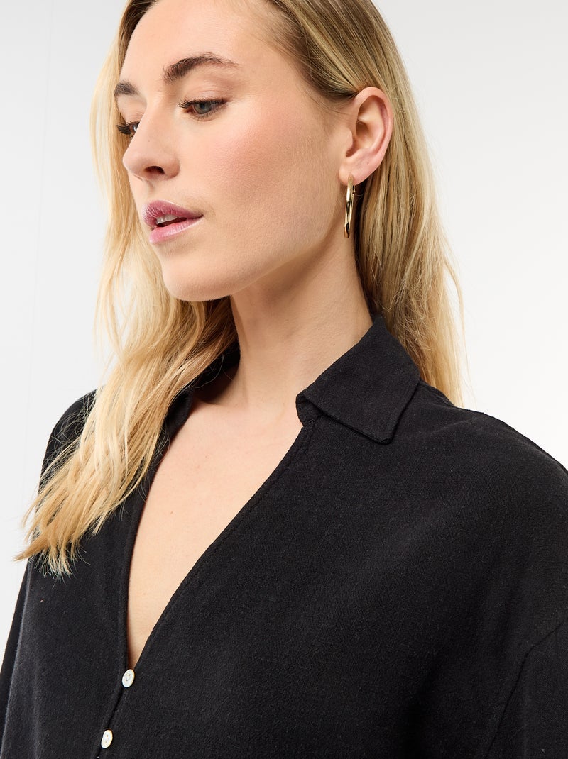 Camisa corta oversize anudada Negro - Kiabi