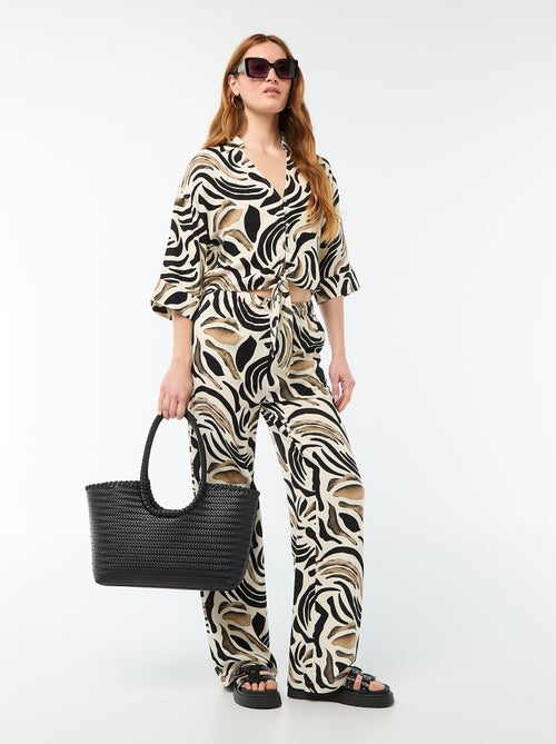 Camisa corta oversize anudada - Kiabi