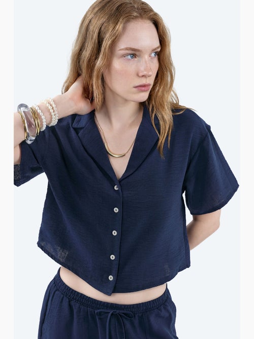 Camisa corta texturizada con cierre de botones busem - Kiabi