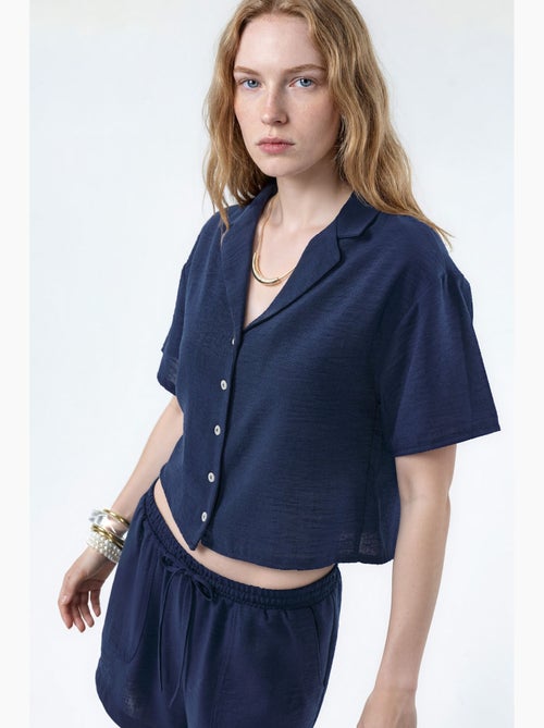 Camisa corta texturizada con cierre de botones busem - Kiabi