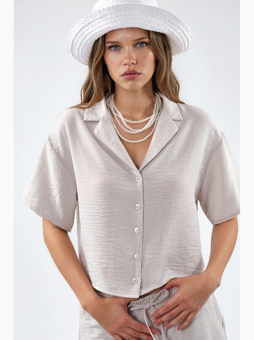 Camisa corta texturizada con cierre de botones busem - Kiabi