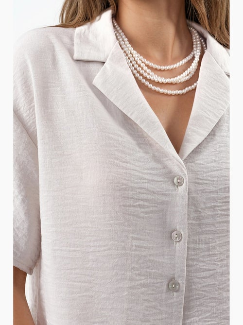 Camisa corta texturizada con cierre de botones busem - Kiabi