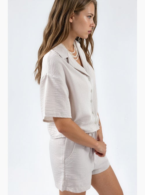 Camisa corta texturizada con cierre de botones busem - Kiabi